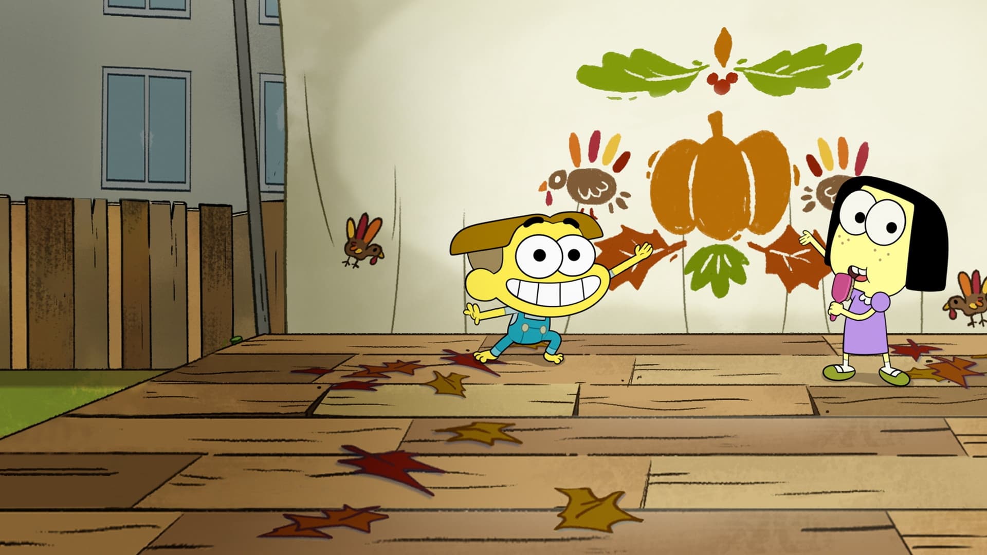 Shortsgiving with Big City Greens backdrop